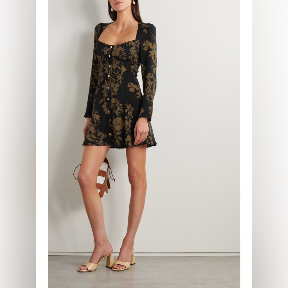 NWOT Reformation Indira Cutout Floral-print Crepe Mini Dress Size 2